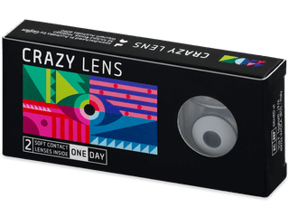 CRAZY LENS - White Black - dioptria nélkül napi lencsék (2 db lencse)