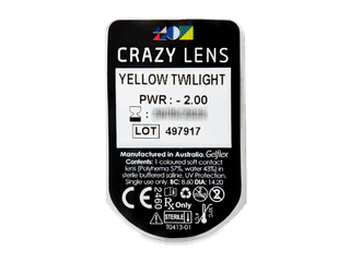 CRAZY LENS - Yellow Twilight - dioptriával napi lencsék (2 db lencse) - Buborékcsomagolás előnézete