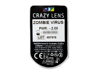 CRAZY LENS - Zombie Virus - dioptriával napi lencsék (2 db lencse) - Buborékcsomagolás előnézete