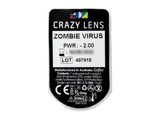 CRAZY LENS - Zombie Virus - dioptriával napi lencsék (2 db lencse) - Buborékcsomagolás előnézete