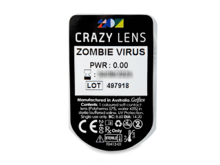 CRAZY LENS - Zombie Virus - dioptria nélkül napi lencsék (2 db lencse) - Buborékcsomagolás előnézete