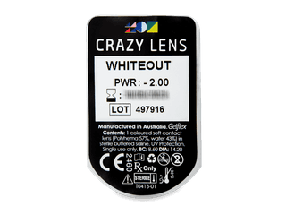 CRAZY LENS - WhiteOut - dioptriával napi lencsék (2 db lencse) - Buborékcsomagolás előnézete