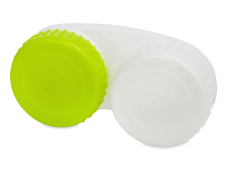 Zöld és fehér L/R jelzéssel ellátott kontaktlencse tartó 