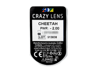 CRAZY LENS - Cheetah - dioptriával napi lencsék (2 db lencse) - Buborékcsomagolás előnézete