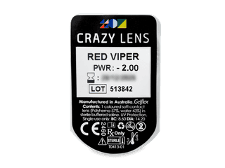 CRAZY LENS - Red Viper - dioptriával napi lencsék (2 db lencse) - Buborékcsomagolás előnézete