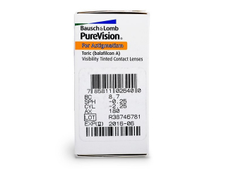 PureVision Toric (6 db lencse) - Paraméterek előnézete