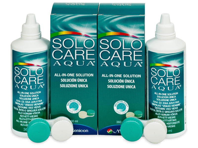 SoloCare Aqua kontaktlencse folyadék 2 x 360ml  - Gazdaságos duo kiszerelés - ápolószer
