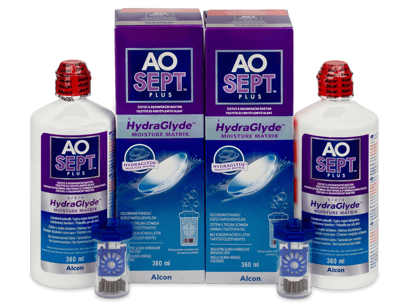 AO SEPT PLUS HydraGlyde kontaktlencse folyadék 2 x 360 ml - Gazdaságos duo kiszerelés - ápolószer