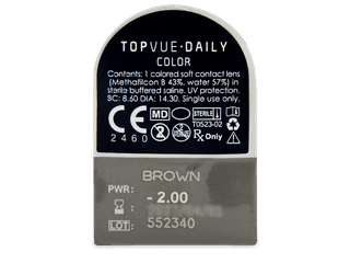 TopVue Daily Color - Brown - dioptriával napi lencsék (2 db lencse) - Buborékcsomagolás előnézete