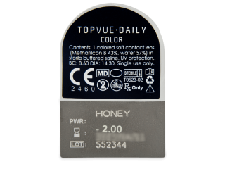 TopVue Daily Color - Honey - dioptriával napi lencsék (2 db lencse) - Buborékcsomagolás előnézete