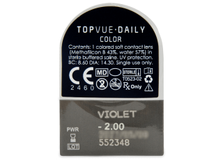 TopVue Daily Color - Violet - dioptriával napi lencsék (2 db lencse) - Buborékcsomagolás előnézete