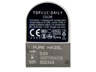 TopVue Daily Color - Pure Hazel - dioptria nélkül napi lencsék (2 db lencse) - Buborékcsomagolás előnézete