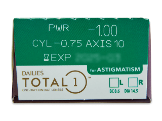 Dailies TOTAL1 for Astigmatism (30 db lencse) - Paraméterek előnézete