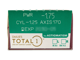 Dailies TOTAL1 for Astigmatism (90 db lencse) - Paraméterek előnézete