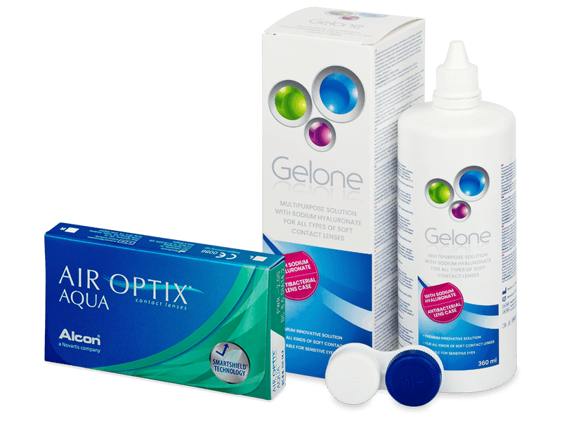 Air Optix Aqua (6 db lencse) + 360 ml Gelone ápolószer - Kedvezményes csomag