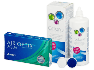 Air Optix Aqua (6 db lencse) + Gelone kontaktlencse folyadék 360 ml