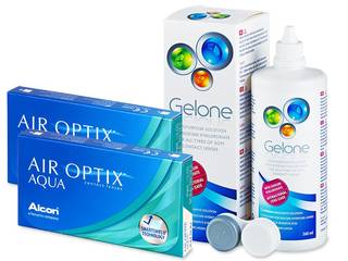 Air Optix Aqua (2x3 db lencse) + 360 ml Gelone ápolószer - Kedvezményes csomag