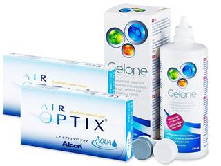 Air Optix Aqua (2x3 db lencse) + Gelone kontaktlencse folyadék 360 ml - Korábbi csomagolás